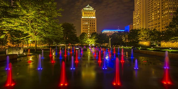 City Garden Fountains at Night